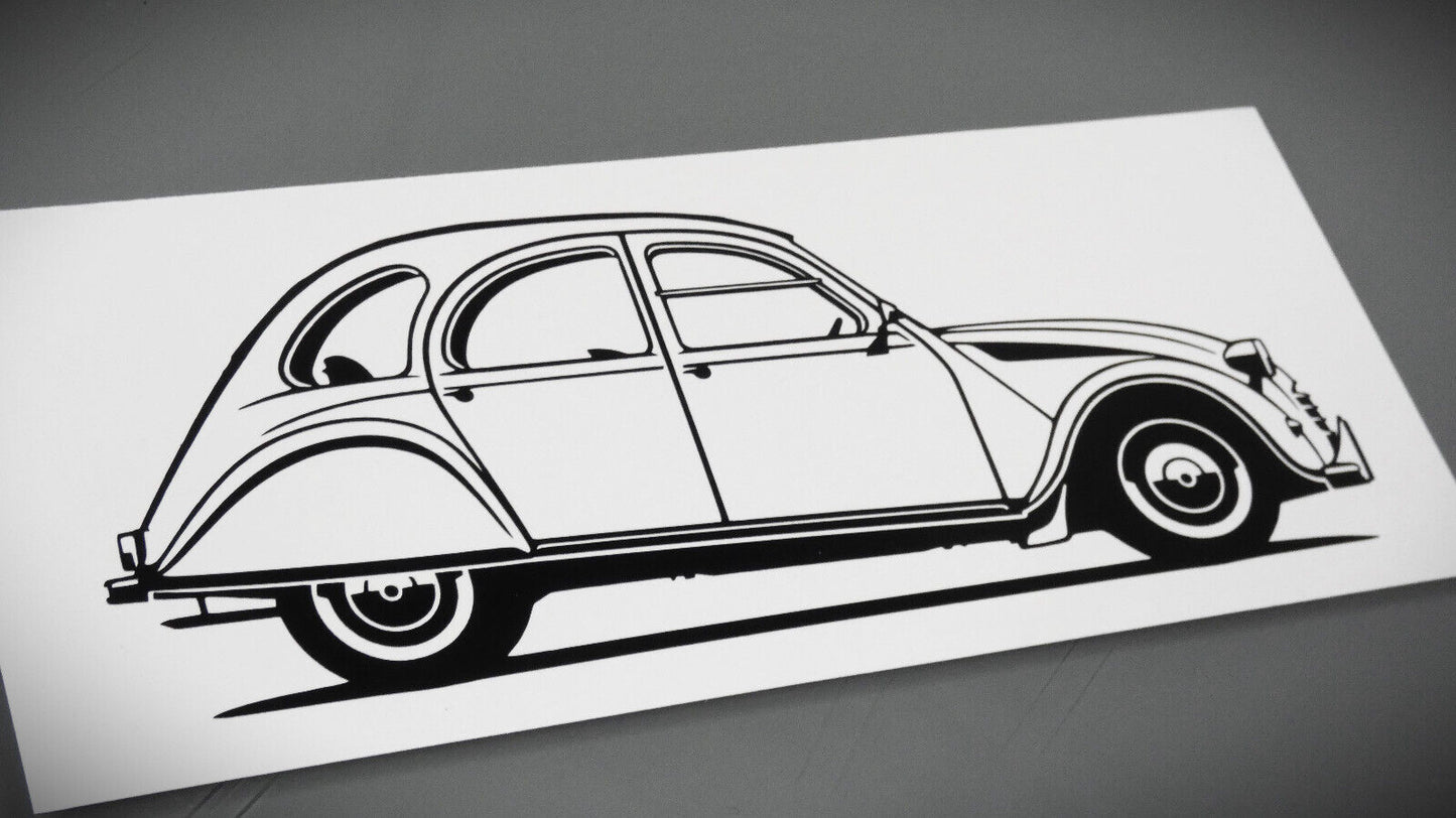 Citroen 2CV Ente Aufkleber Sticker Silhouette Fahrzeugseitenansicht Rechts