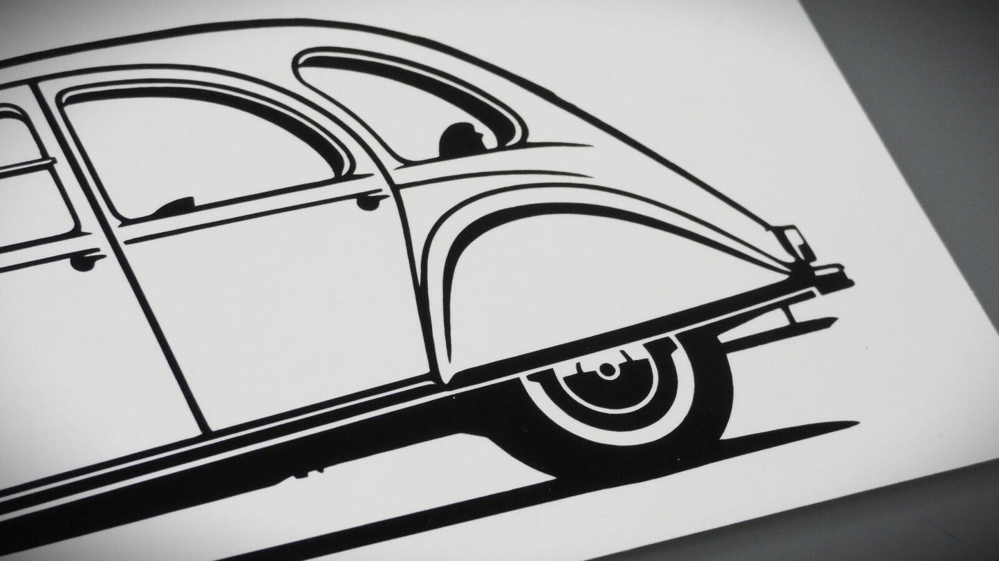 Citroen 2CV Ente Aufkleber Sticker Silhouette Detailansicht Heck