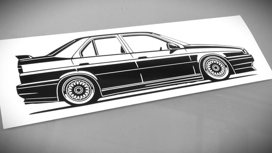 alfa romeo 155 q4 tuning bbs felge aufkleber sticker silhouette seitenansicht rechts
