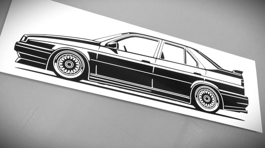 alfa romeo 155 q4 tuning bbs felge aufkleber sticker silhouette seitenansicht links