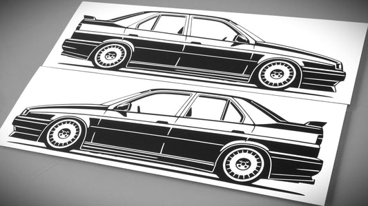 alfa romeo 155 q4 tuning aufkleber sticker silhouette seitenansicht links und rechts