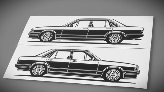 audi 200 Typ43 aufkleber sticker silhouette seitenansicht links und rechts