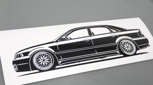 audi a4 s4 b5 limousine bbs lm felgen aufkleber sticker silhouette fahrzeugansicht links