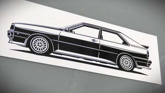 audi quattro 20V Turbo aufkleber sticker silhouette fahrzeugseitenansicht links