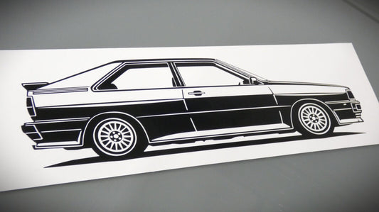 audi quattro 20V Turbo aufkleber sticker silhouette fahrzeugseitenansicht rechts