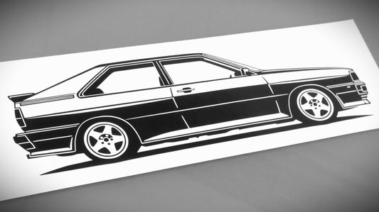 audi quattro 20V Tubro Tuning aufkleber sticker silhouette fahrzeugseitenansicht rechts