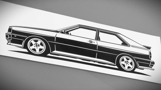 audi quattro 20V Tubro Tuning aufkleber sticker silhouette fahrzeugseitenansicht links
