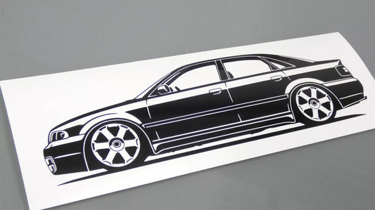 audi a4 s4 b5 limousine rotiform felgen aufkleber sticker silhouette fahrzeugansicht links