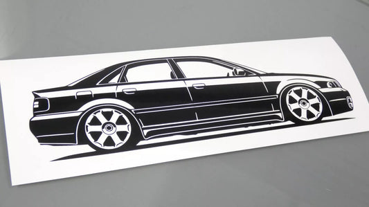 audi a4 s4 b5 limousine rotiform felgen aufkleber sticker silhouette fahrzeugansicht rechts
