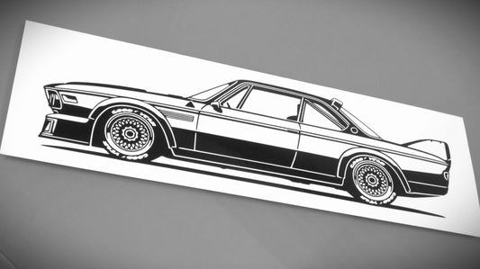 BMW E9 3.0 CSL Tourenwagen Aufkleber Sticker Silhouette Fahrzeugseitenansicht Links