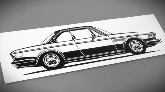BMW E9 3.0 CS Aufkleber Sticker Silhouette Fahrzeugseitenansicht Rechts