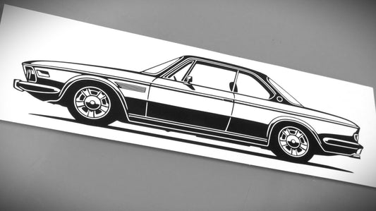 BMW E9 3.0 CS Aufkleber Sticker Silhouette Fahrzeugseitenansicht Links