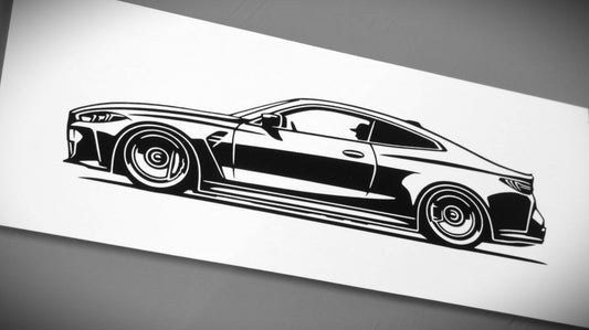 BMW G82 M4 Facelift Coupe Aufkleber Sticker Silhouette Fahrzeugseitenansicht Links