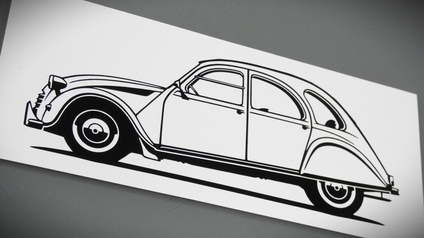 Citroen 2CV Ente Aufkleber Sticker Silhouette Fahrzeugseitenansicht Links