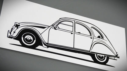 Citroen 2CV Ente Aufkleber Sticker Silhouette Fahrzeugseitenansicht Links