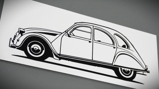 Citroen 2CV Ente Aufkleber Sticker Silhouette Fahrzeugseitenansicht Links