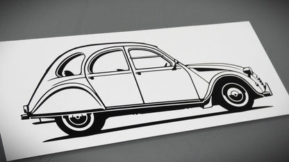 Citroen 2CV Ente Aufkleber Sticker Silhouette Fahrzeugseitenansicht Rechts