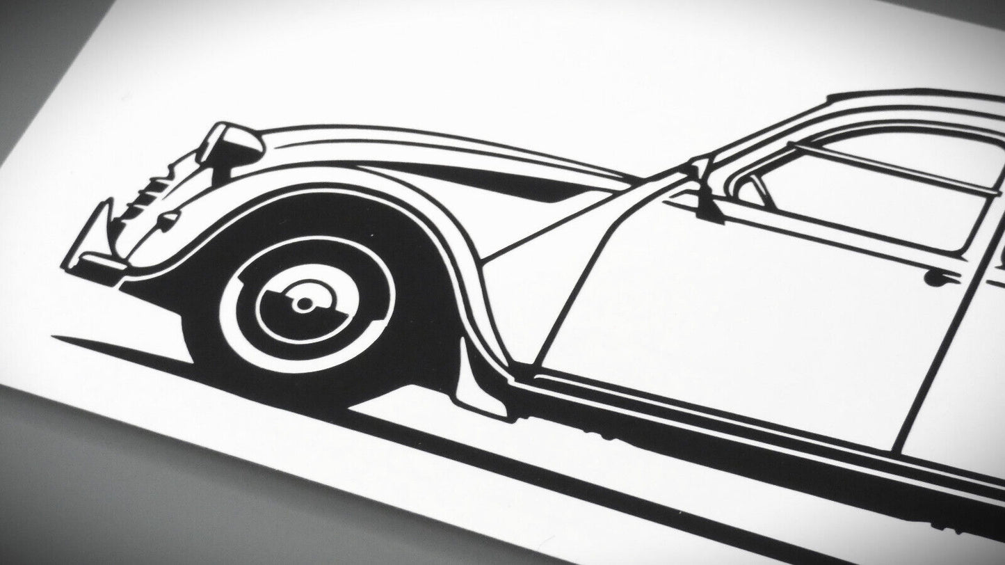 Citroen 2CV Ente Aufkleber Sticker Silhouette Detailansicht Front