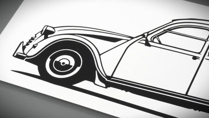 Citroen 2CV Ente Aufkleber Sticker Silhouette Detailansicht Front