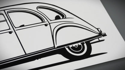 Citroen 2CV Ente Aufkleber Sticker Silhouette Detailansicht Heck