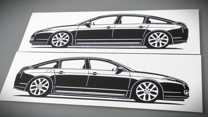 Citroen C6 Facelift Aufkleber Sticker Silhouette Fahrzeugseitenansicht Links und Rechts