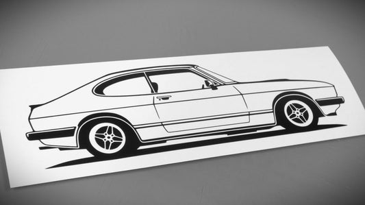 Ford Capri MK2 Aufkleber Sticker Silhouette Fahrzeugansicht Rechts