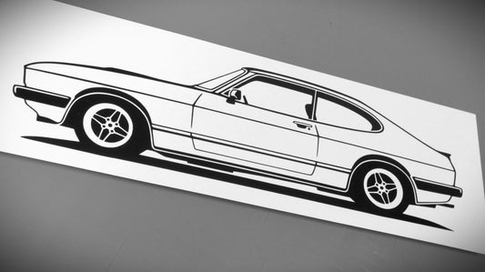 Ford Capri MK2 Aufkleber Sticker Silhouette Fahrzeugansicht Links