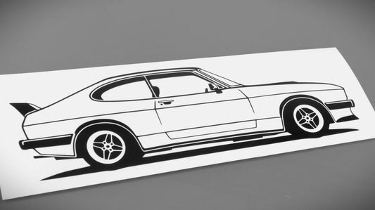 Ford Capri MK2 Turbo Aufkleber Sticker Silhouette Fahrzeugansicht Rechts