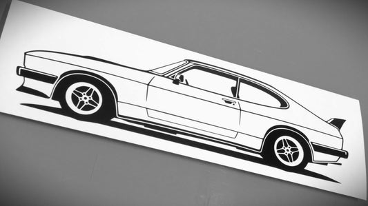 Ford Capri MK2 Turbo Aufkleber Sticker Silhouette Fahrzeugansicht Links