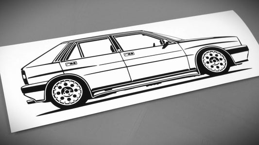 Lancia Delta HF Integrale 8V Aufkleber Sticker Silhouette Fahrzeugansicht Rechts