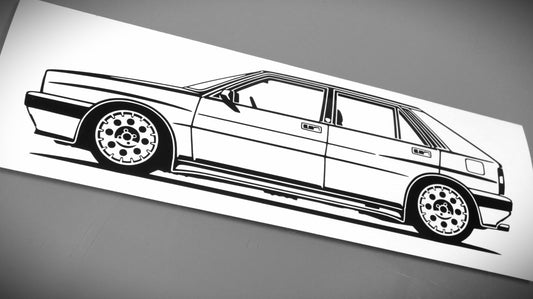 Lancia Delta HF Integrale 8V Aufkleber Sticker Silhouette Fahrzeugansicht Links