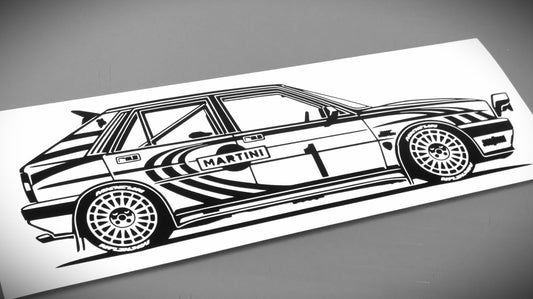 Lancia Delta HF Integrale 16V Gruppe A Aufkleber Sticker Silhouette Fahrzeugansicht Rechts