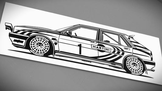 Lancia Delta HF Integrale 16V Gruppe A Aufkleber Sticker Silhouette Fahrzeugansicht Links