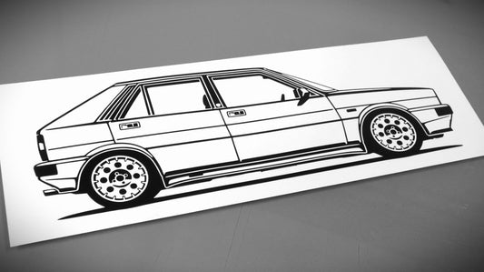 Lancia Delta HF Turbo Aufkleber Sticker Silhouette Fahrzeugansicht Rechts