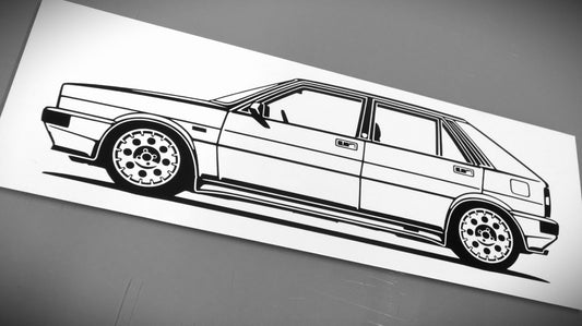 Lancia Delta HF Turbo Aufkleber Sticker Silhouette Fahrzeugansicht Links