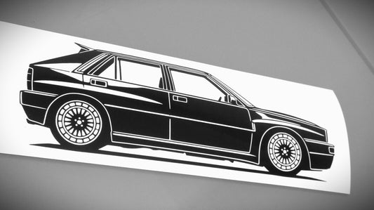 Lancia Delta HF Integrale Tuning Aufkleber Sticker Silhouette Fahrzeugansicht Rechts