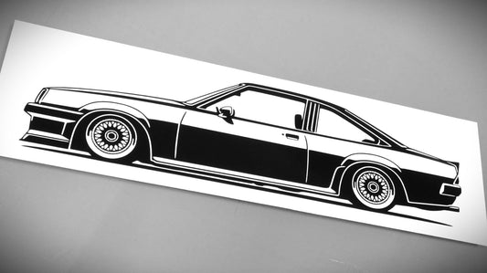 Opel Manta B GTE GSi BBS Aufkleber Sticker Silhouette Fahrzeugansicht Links