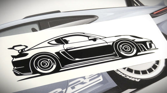 Porsche 718 Cayman GT4 RS  Frontscheibenaufkleber Sticker Silhouette Fahrzeugseitenansicht Rechts