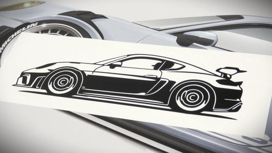 Porsche 718 Cayman GT4 RS  Frontscheibenaufkleber Sticker Silhouette Fahrzeugseitenansicht Links