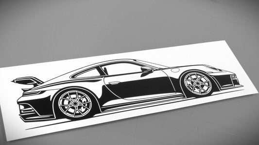 Porsche 911 992 GT3 Aufkleber Sticker Silhouette Fahrzeugseitenansicht Rechts