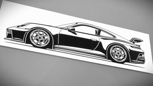 Porsche 911 992 GT3 Aufkleber Sticker Silhouette Fahrzeugseitenansicht Links