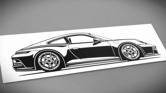 Porsche 911 992 GT3 Touring Aufkleber Sticker Silhouette Fahrzeugansicht Rechts