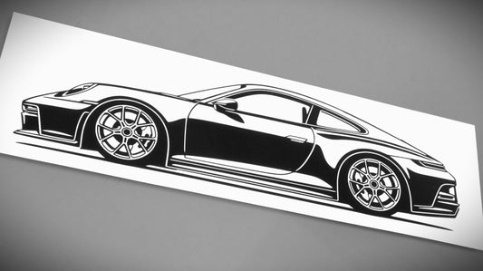 Porsche 911 992 GT3 Touring Aufkleber Sticker Silhouette Fahrzeugansicht Links
