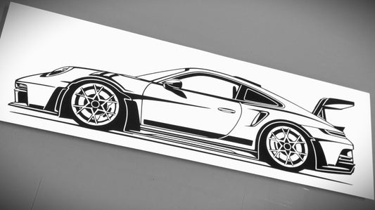 Porsche 911 992 GT3 RS Aufkleber Sticker Silhouette Fahrzeugseitenansicht Links