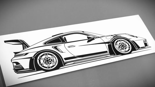 Porsche 911 992 GT3 RS Aufkleber Sticker Silhouette Fahrzeugseitenansicht Rechts