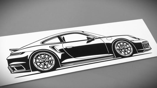 Porsche 911 992 Turbo Aufkleber Sticker Silhouette Fahrzeugseitenansicht Rechts