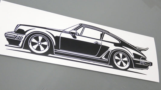 Singer Porsche 930 Turbo Aufkleber Sticker Silhouette Fahrzeugseitenansicht Links