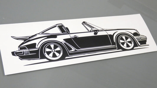 Singer Porsche 930 Turbo Targa Aufkleber Sticker Silhouette Fahrzeugseitenansicht Rechts